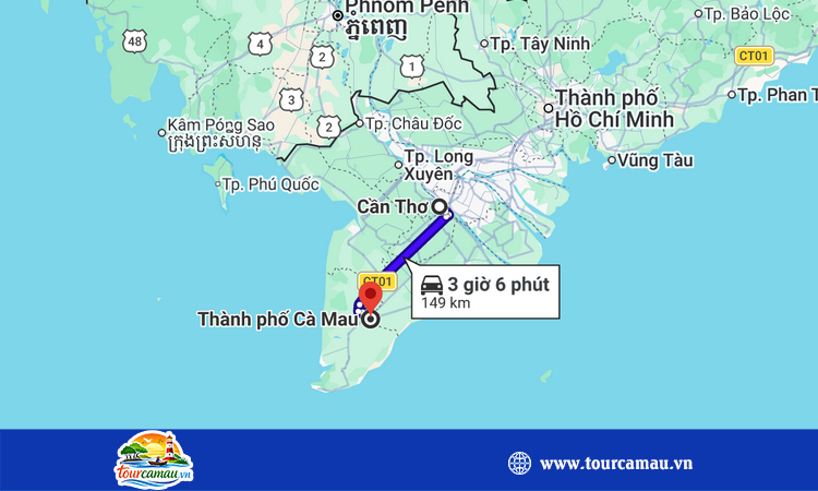 Từ Cần Thơ đi Cà Mau bao nhiêu km?